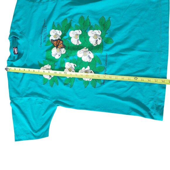 Vintage 90s Louisiana State Flower Magnolia Graphic Tee Size L Single Stitch - Picture 8 of 9